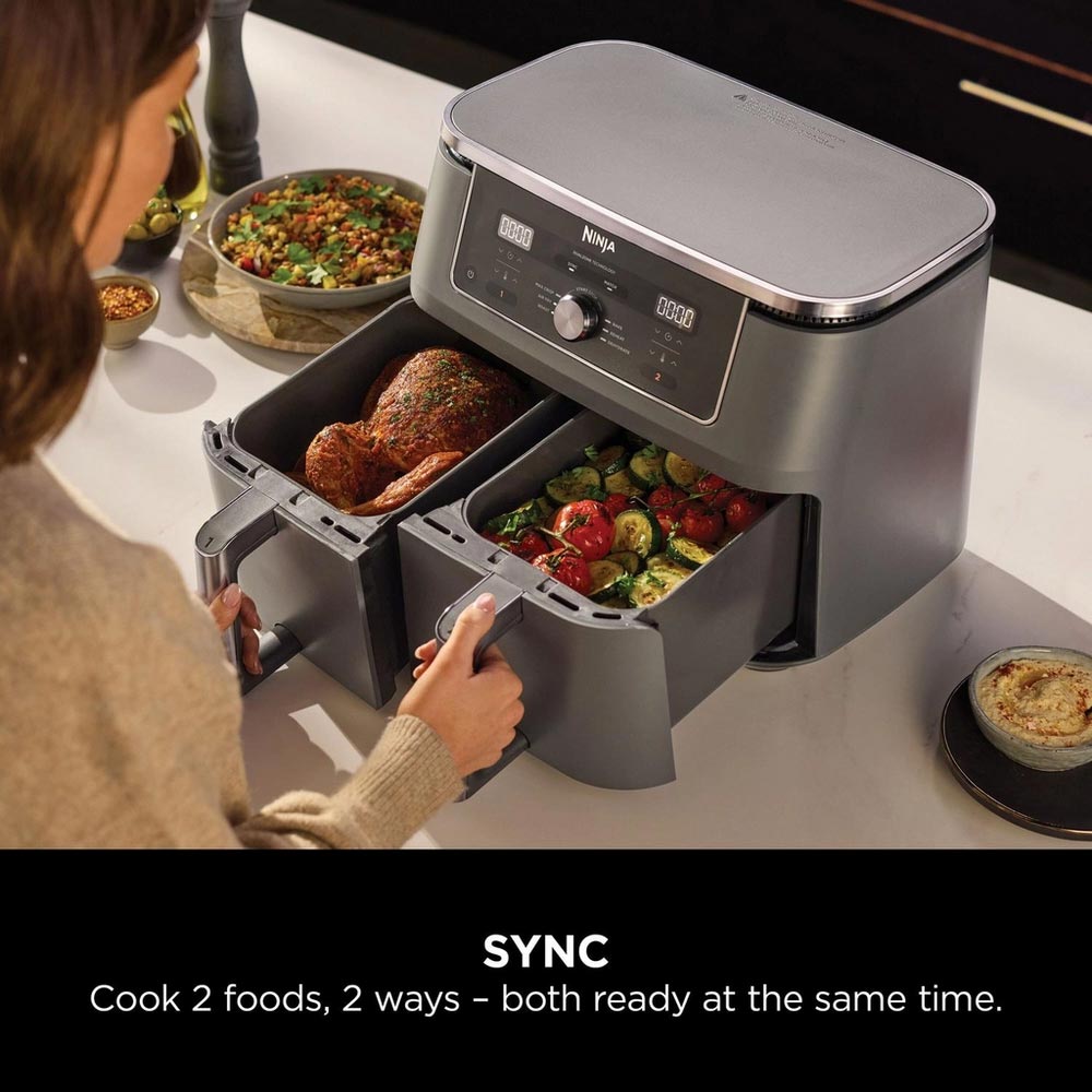 Ninja DZ400UK 9.5L MAX 6-in-1 Dual Zone Air Fryer - Gun Metal Grey - Image 3