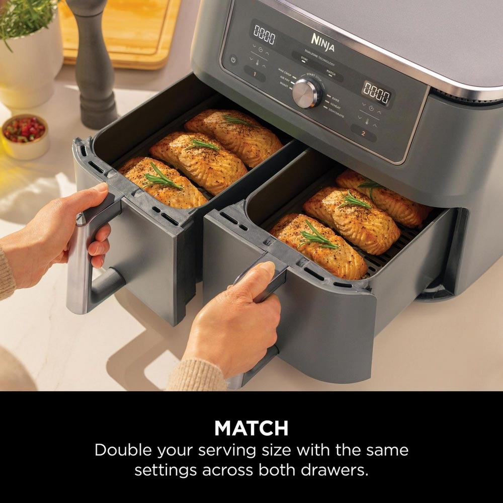 Ninja DZ400UK 9.5L MAX 6-in-1 Dual Zone Air Fryer - Gun Metal Grey - Image 4