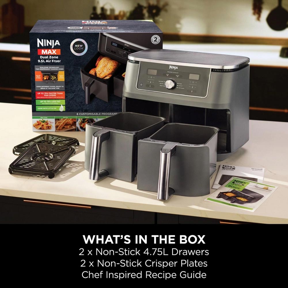 Ninja DZ400UK 9.5L MAX 6-in-1 Dual Zone Air Fryer - Gun Metal Grey - Image 6