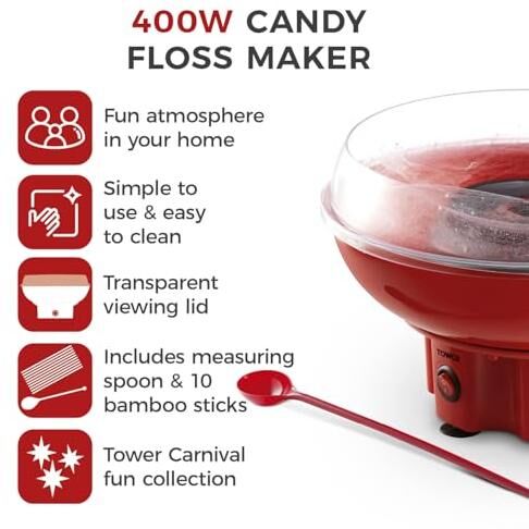 Tower T19039RD 400W Candy Floss Maker - Image 2