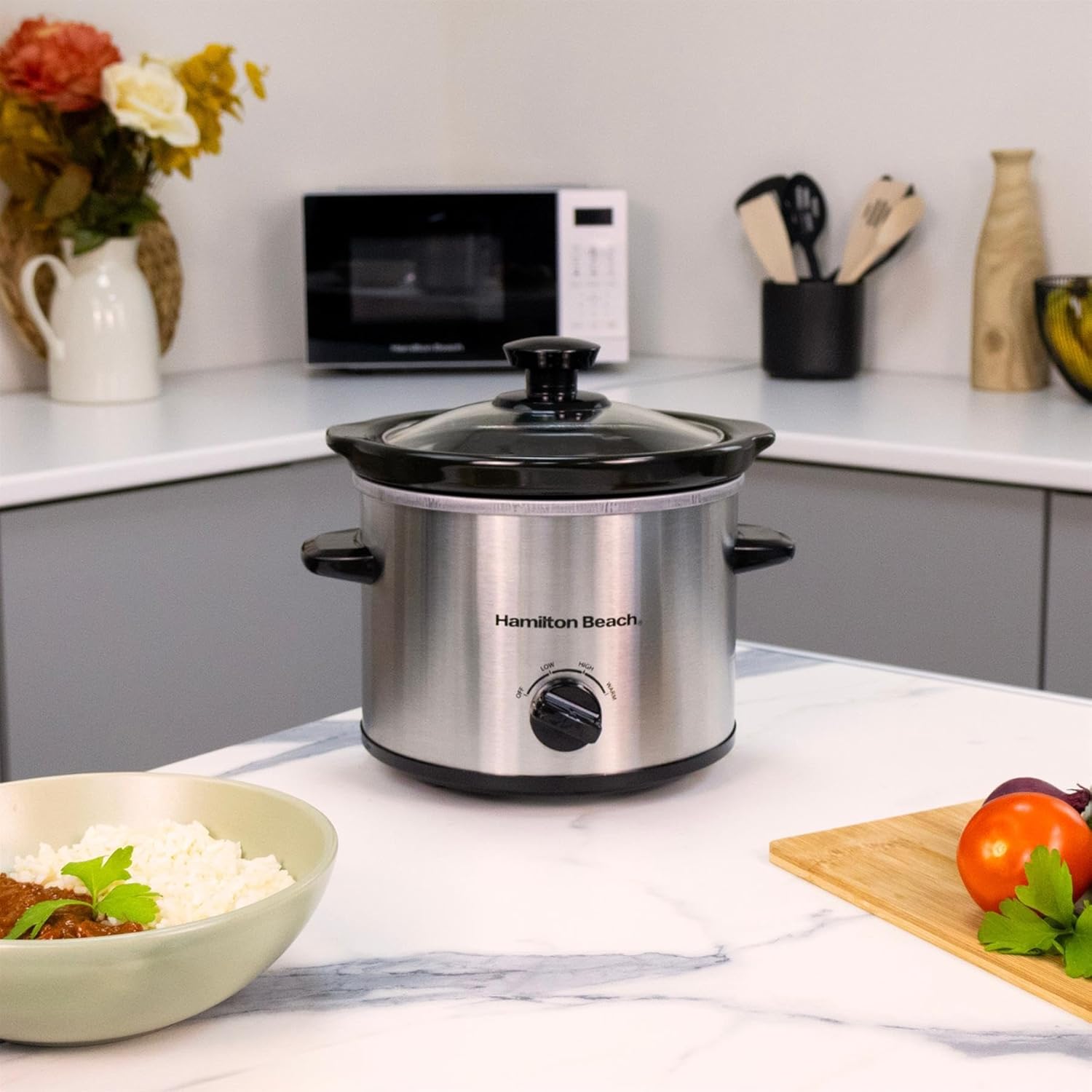 Hamilton Beach HBSC020S The Mighty Mini 1.8L Slow Cooker -Silver - Image 2