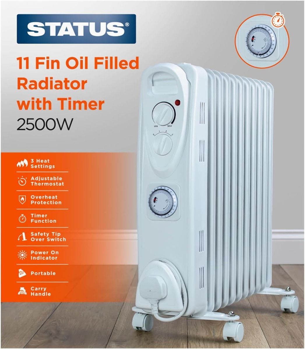 Status OFH11-2500WT1PKB Oil Filled Radiator 2500 Watts - Image 2