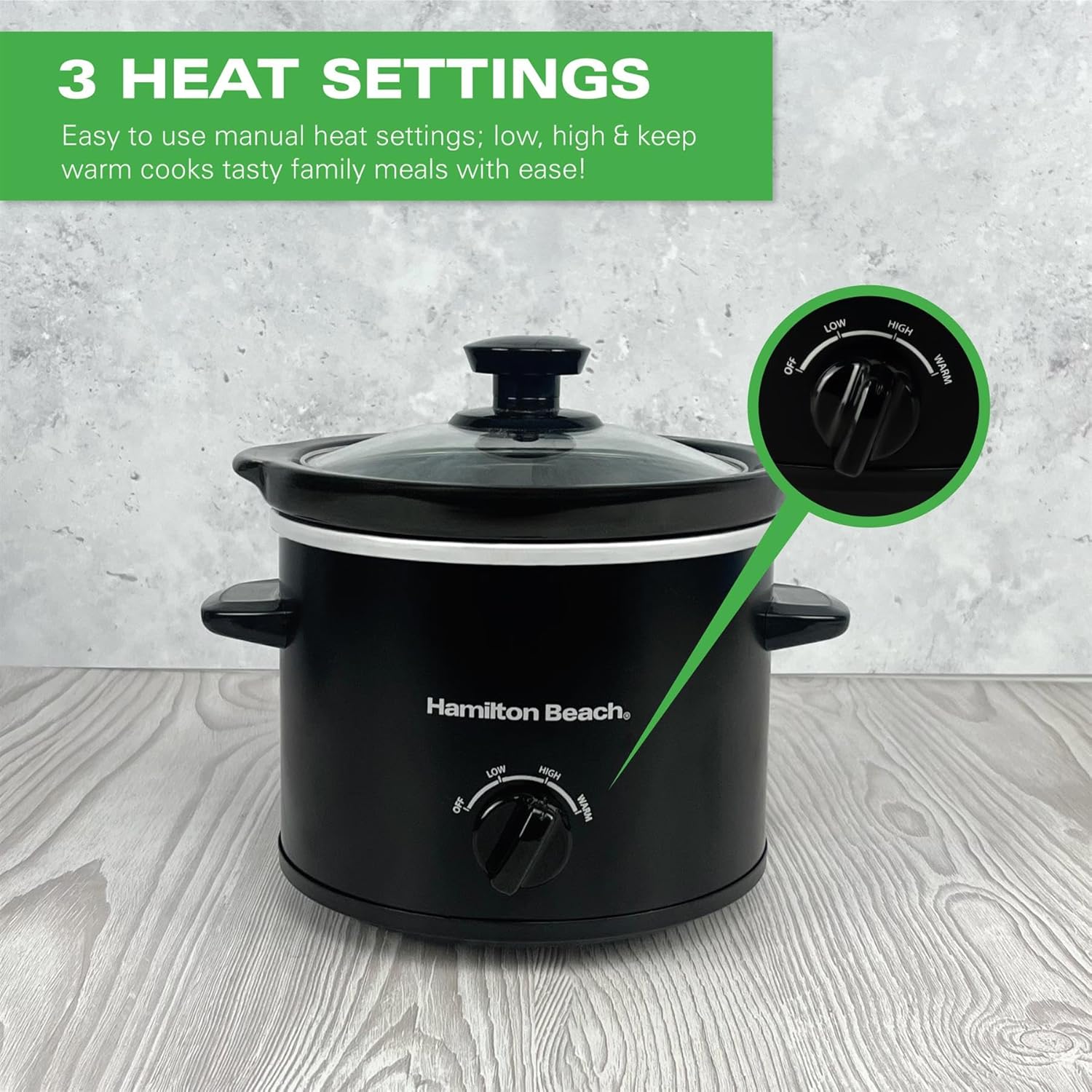 Hamilton Beach HBSC020B The Mighty Mini 1.8L Slow Cooker - Black - Image 4