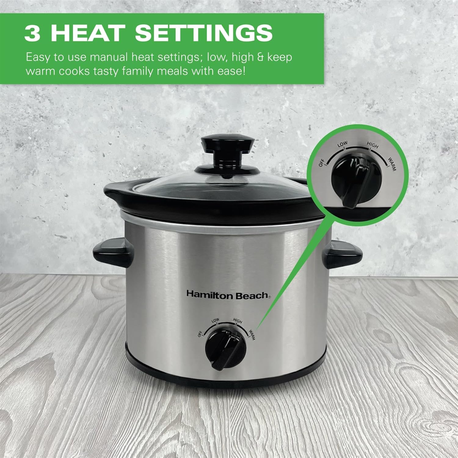 Hamilton Beach HBSC020S The Mighty Mini 1.8L Slow Cooker -Silver - Image 3