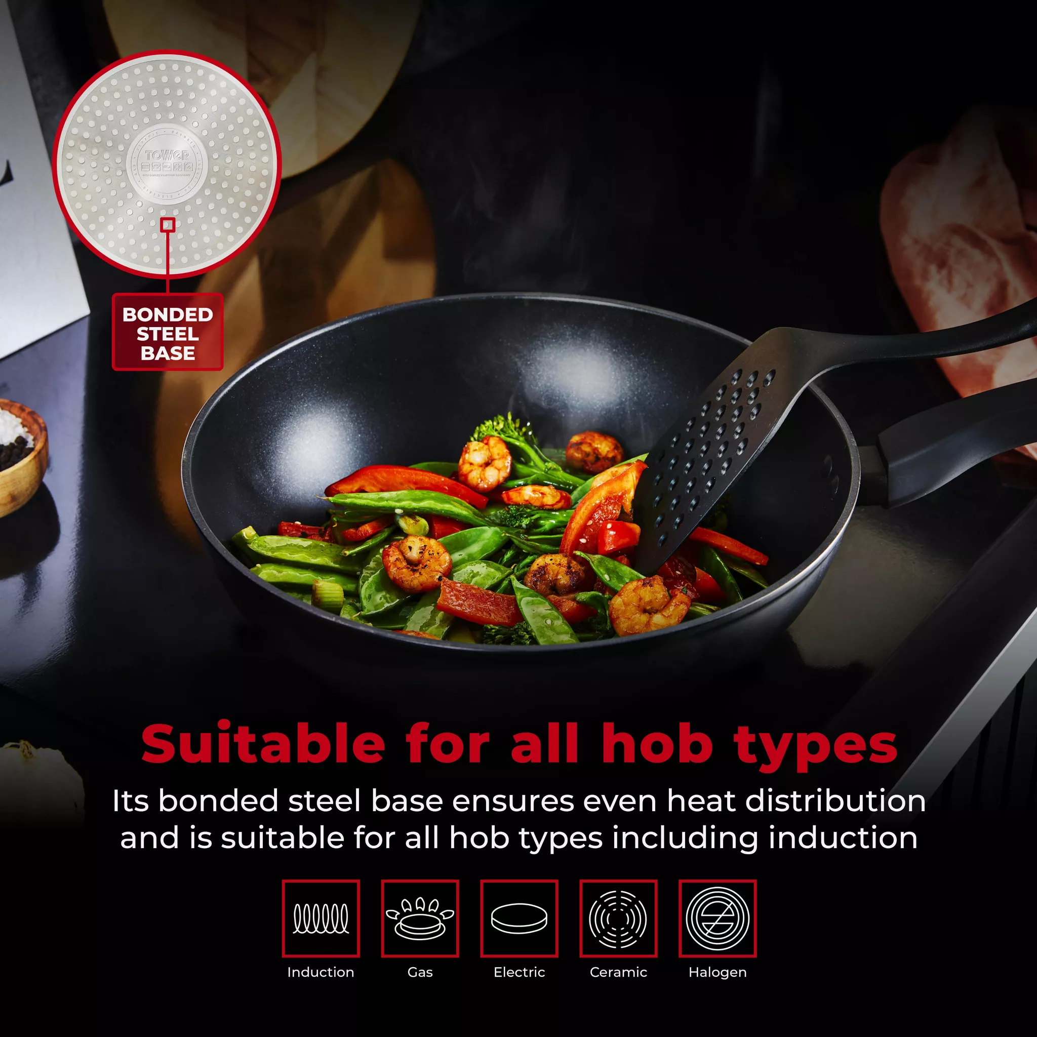 Tower T700318 SmartStart Gourmet 28cm Aluminium Multi-Pan & Lid Induction Compatible - Oven Safe - Image 4