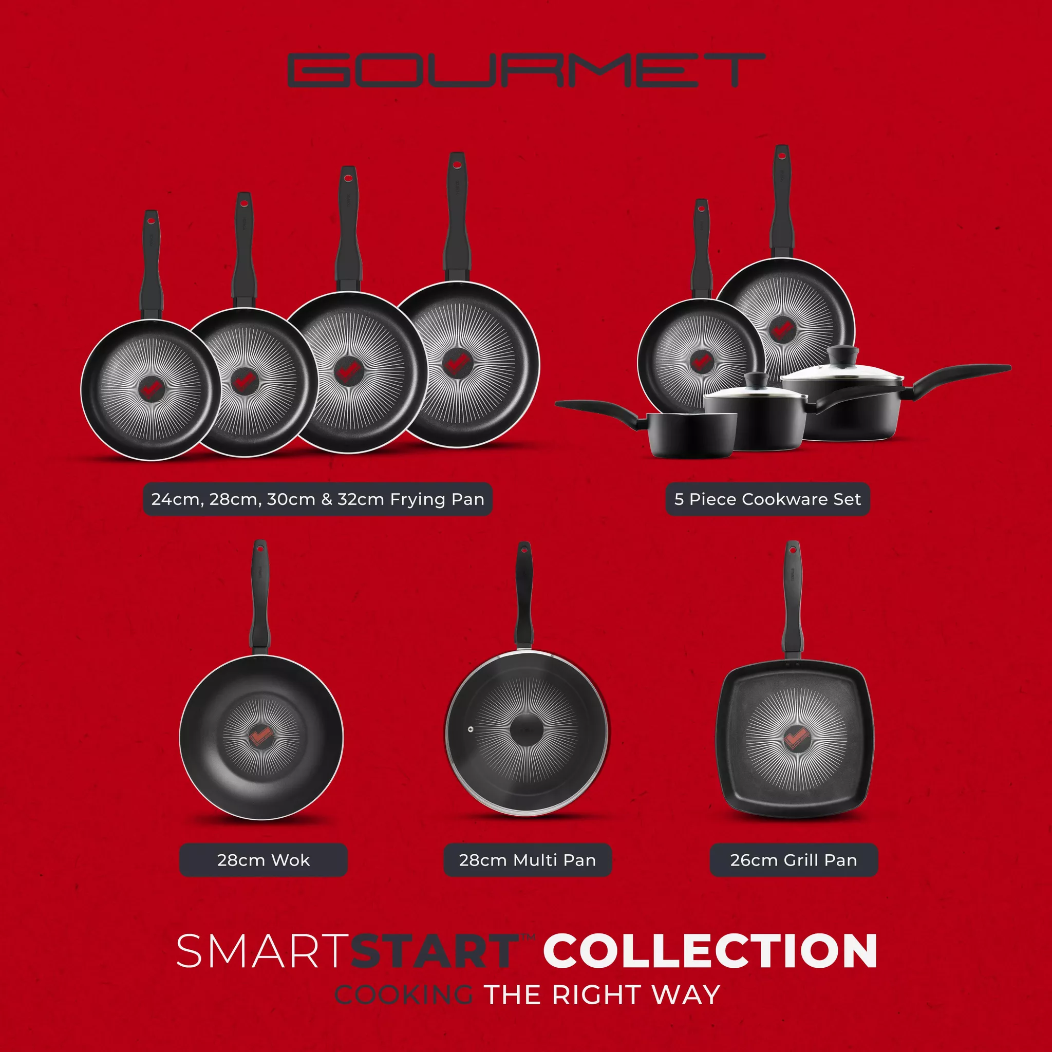 Tower T700318 SmartStart Gourmet 28cm Aluminium Multi-Pan & Lid Induction Compatible - Oven Safe - Image 5