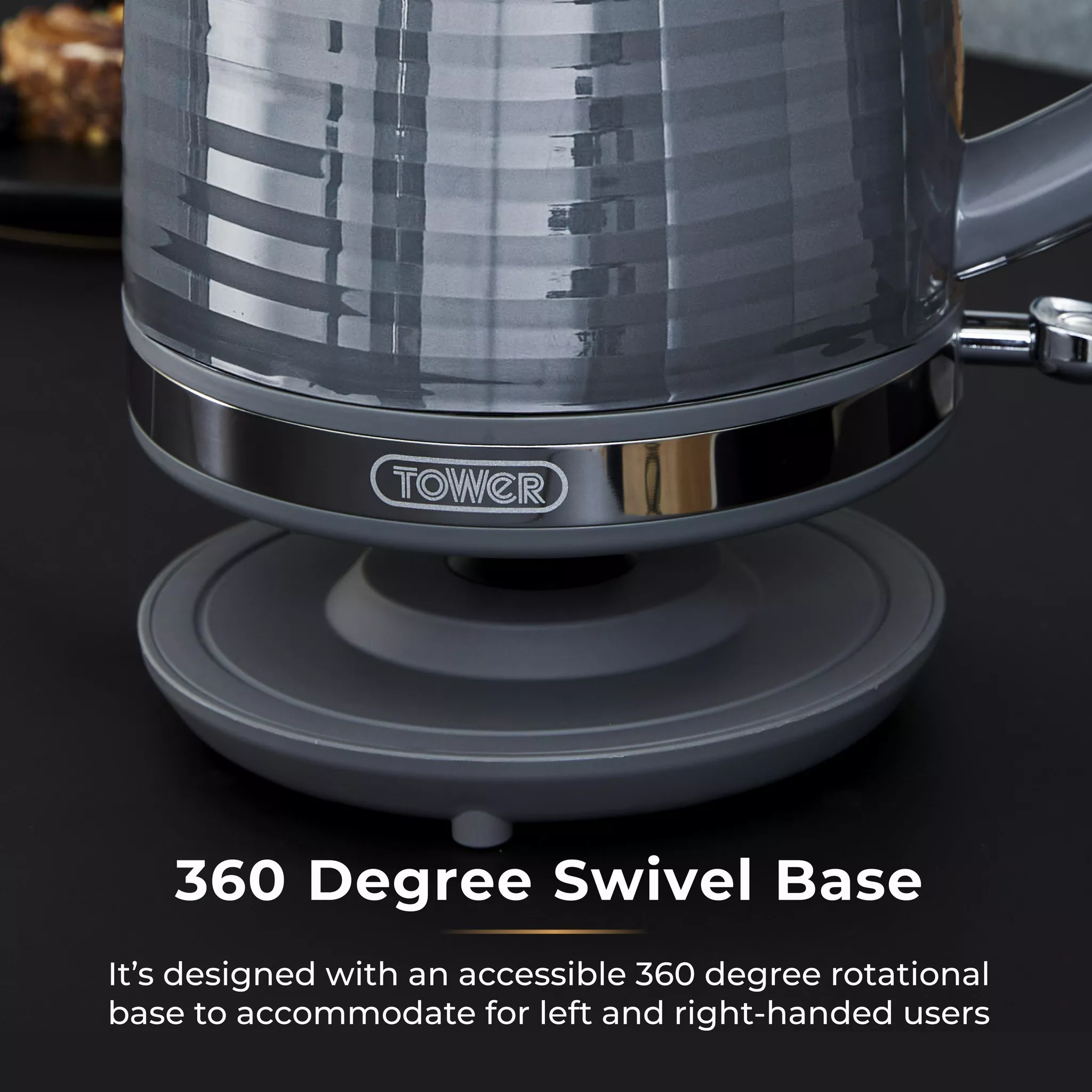 Tower T10077GRY Saturn Kettle with Quick Boil - 1.7L - 3000W - Grey and Chrome Accents - Image 4