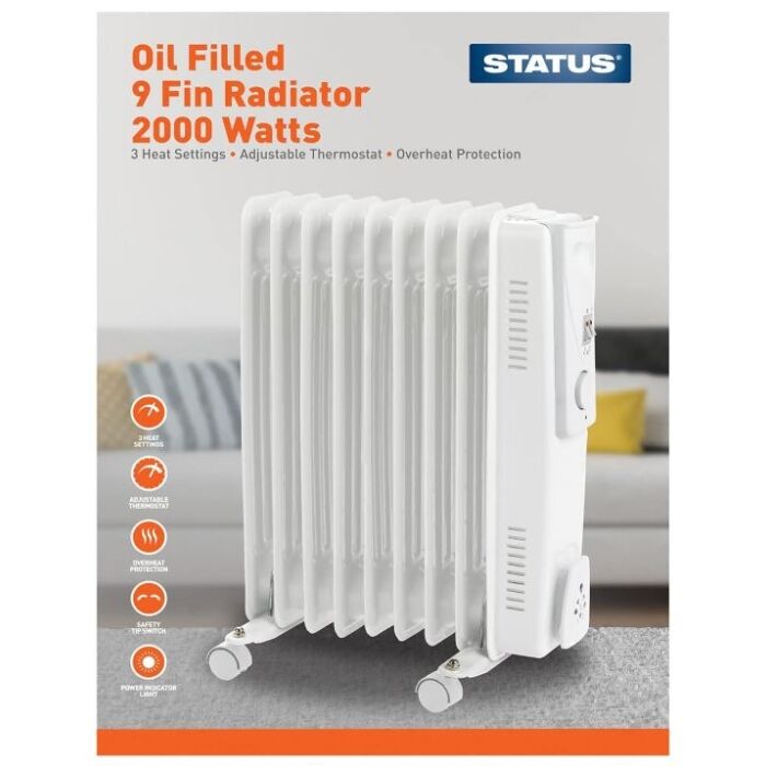 Status OFH9-2000W1Pkb 9 Fin 2000W Oil Filled Radiator - Image 2