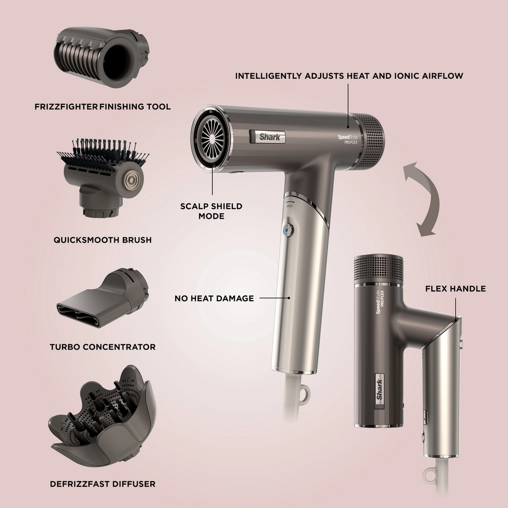 Shark HD542UK SpeedStyle Pro FLEX 4-in-1 High-Velocity Hair Dryer System - Mocha Silver - Image 2