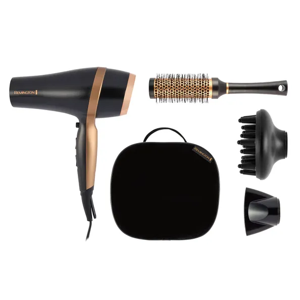 Remington D6960GP Salon Smooth Hairdryer Gift Set - Black & Gold - Image 5