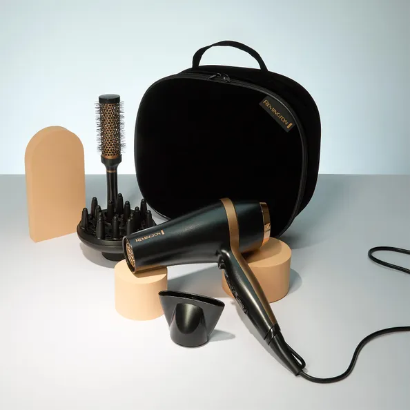 Remington D6960GP Salon Smooth Hairdryer Gift Set - Black & Gold - Image 3