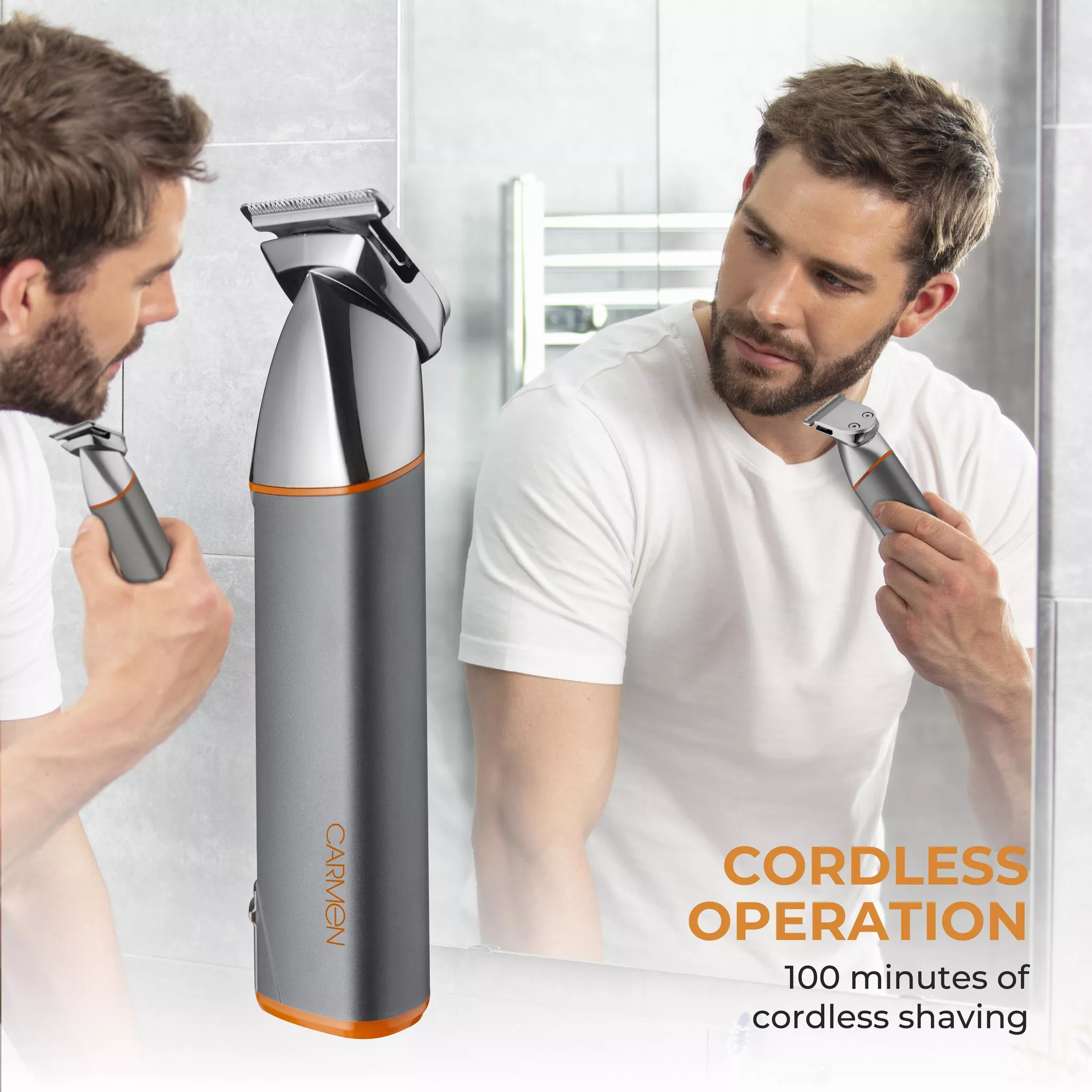 Carmen C812060ORG Titan 4-in-1 Cordless Nose-Ear and Hair Trimmer - Image 3