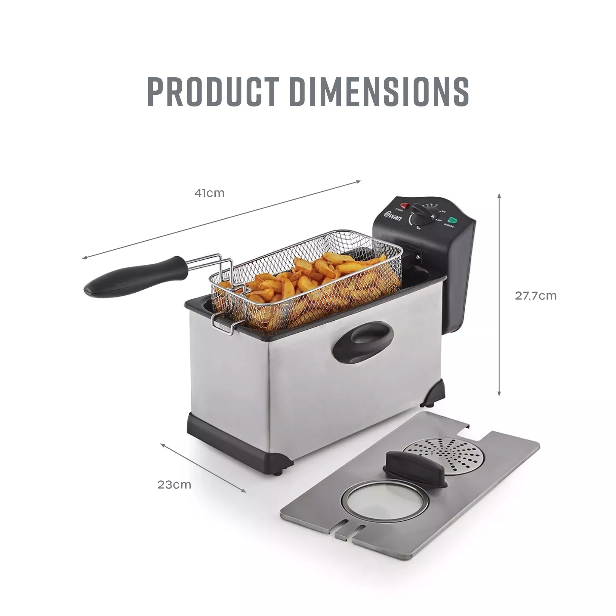 Swan SD6040N 3 Litre Fryer in Stainless Steel - Viewing Window - Image 3