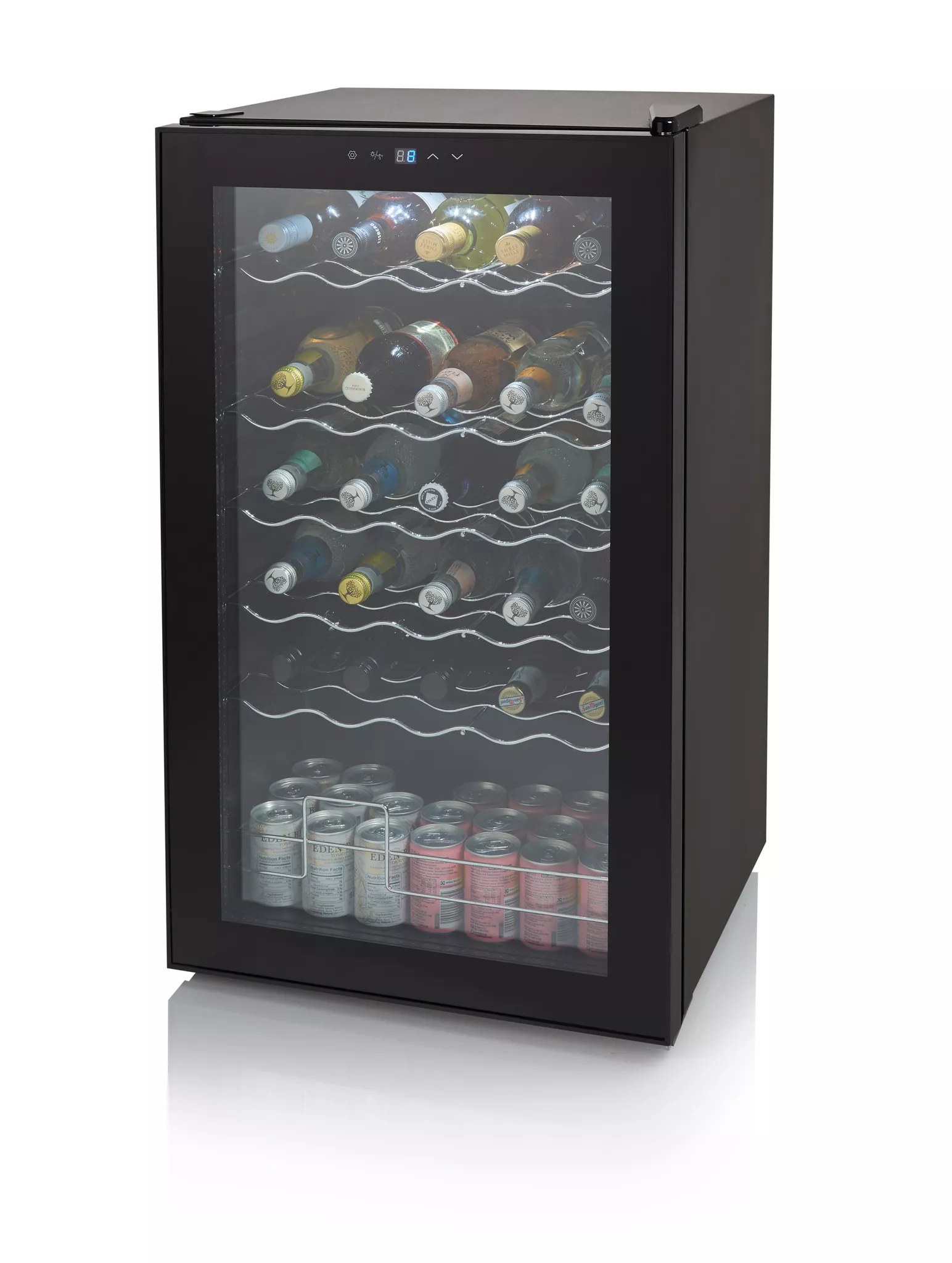 Swan SR12040BN 34 Bottle Glass Fronted Wine Cooler - LED Display - 80L Capacity - Black - Image 6