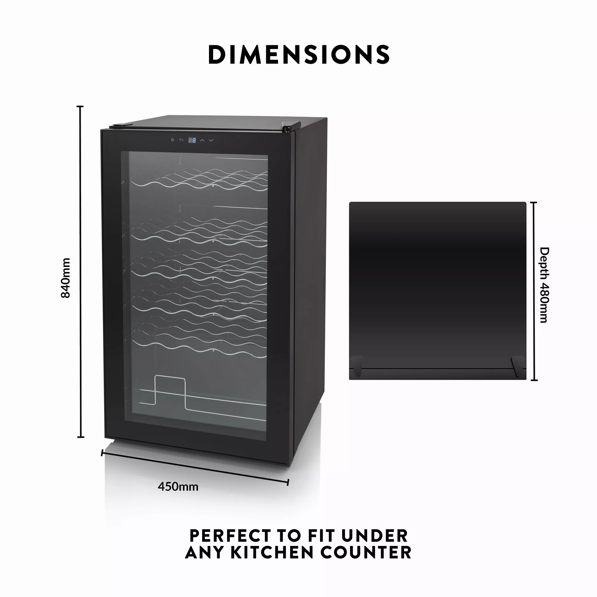 Swan SR12040BN 34 Bottle Glass Fronted Wine Cooler - LED Display - 80L Capacity - Black - Image 2