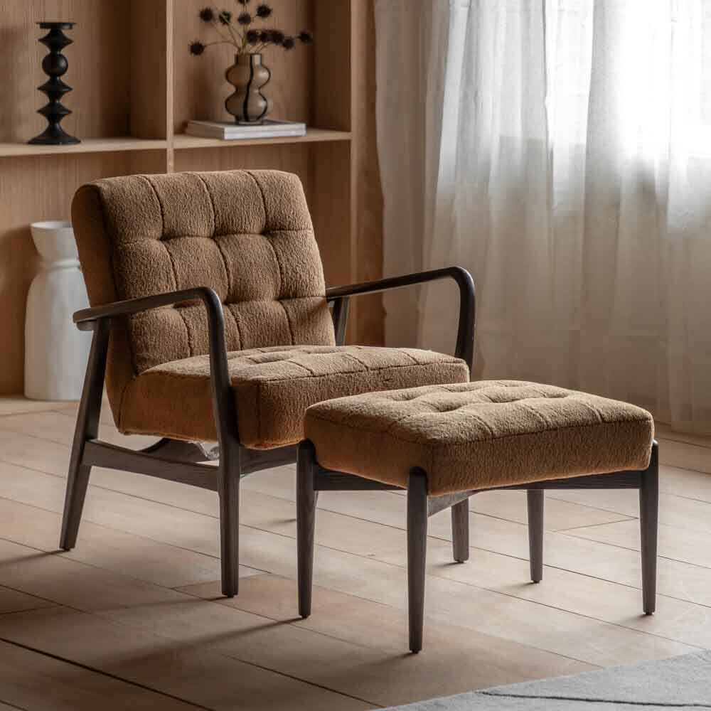 Wigan Armchair Ochre Faux Sheepskin - Image 4