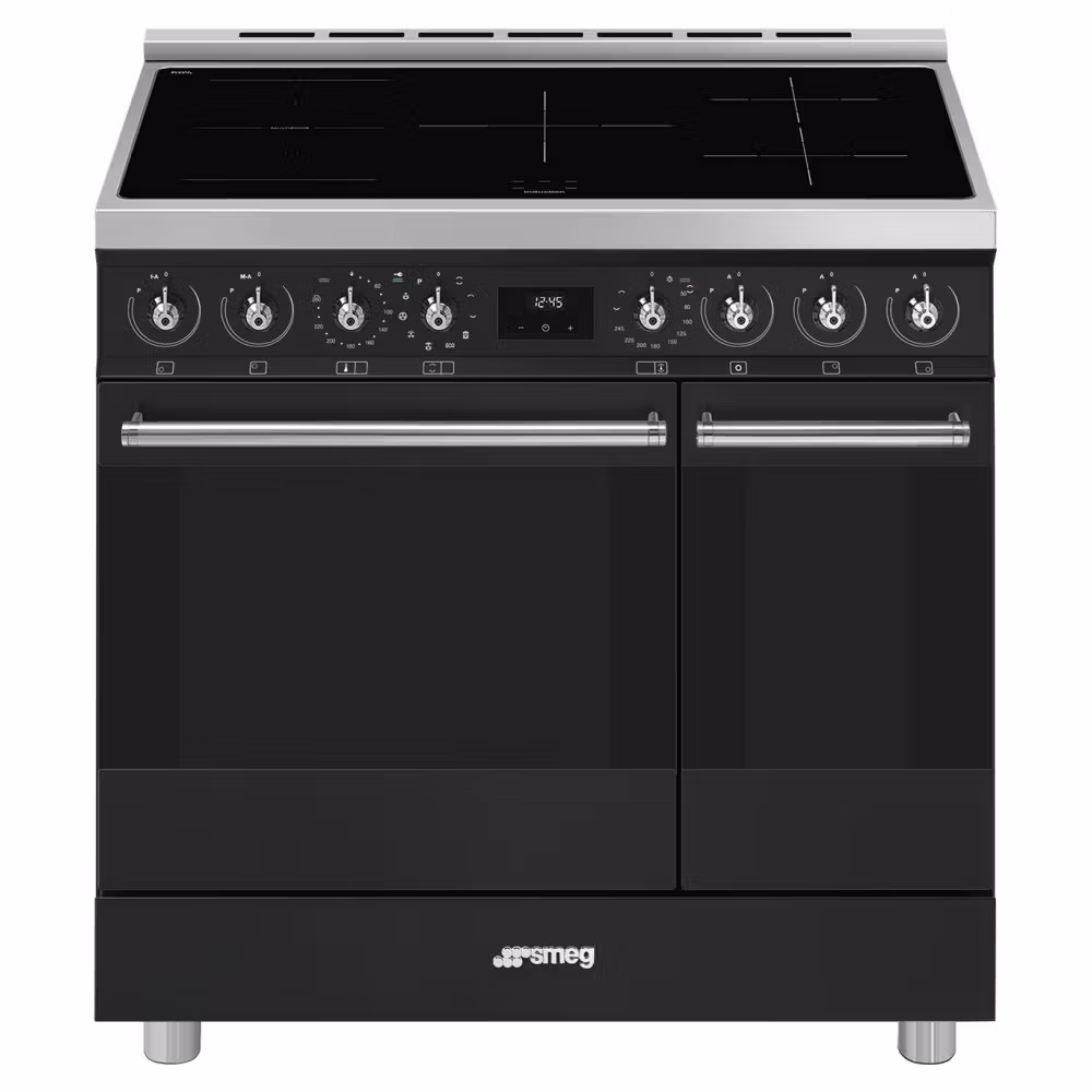 Smeg Symphony C92IPMB2 90cm wide Electric Range Cooker with Induction Hob and Pyrolytic Cleaning - Matt Black