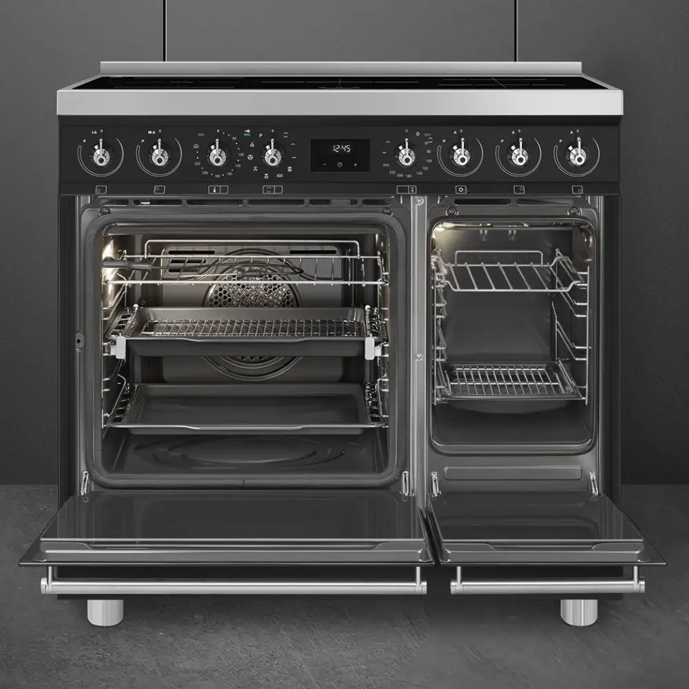 Smeg Symphony C92IPMB2 90cm wide Electric Range Cooker with Induction Hob and Pyrolytic Cleaning - Matt Black - Image 2