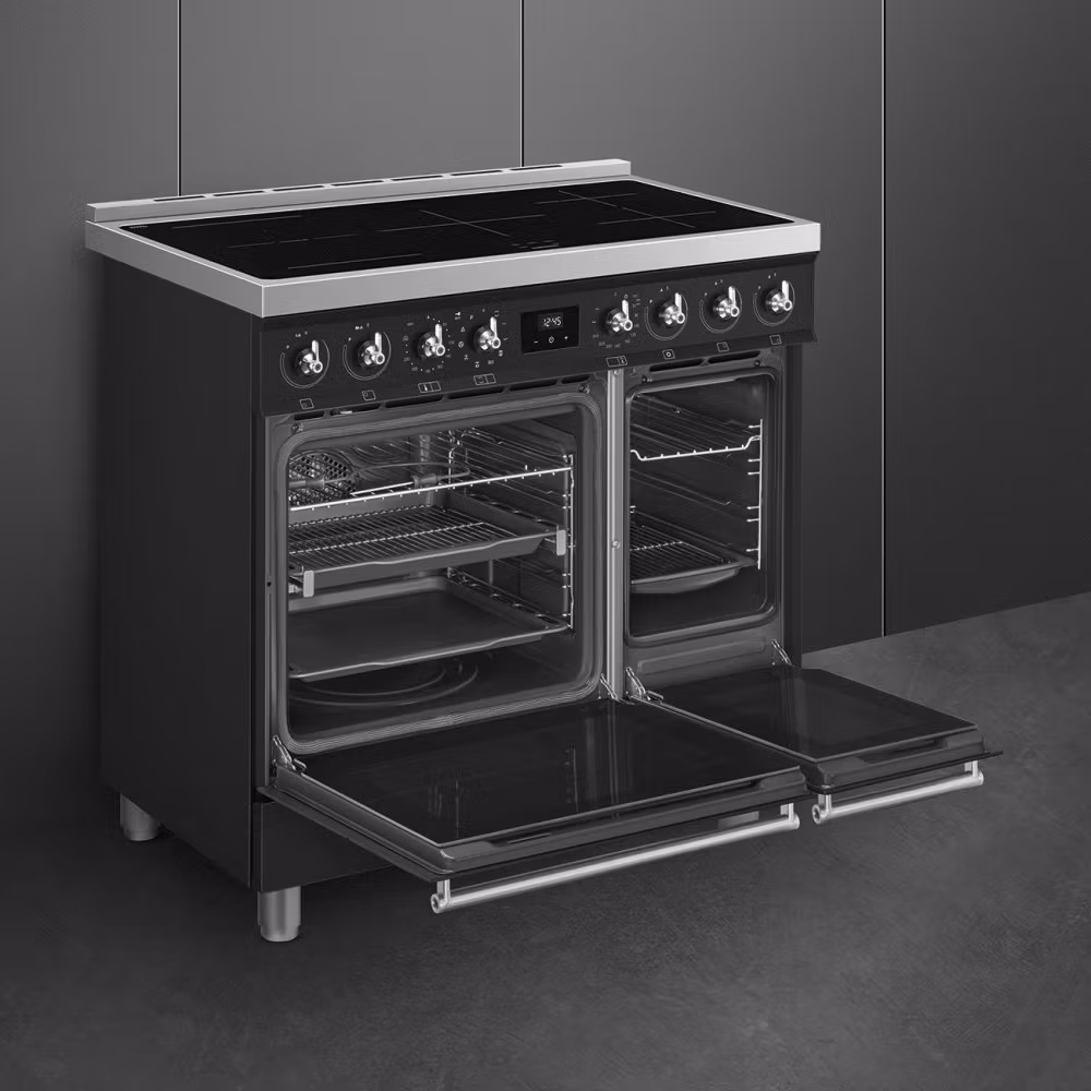 Smeg Symphony C92IPMB2 90cm wide Electric Range Cooker with Induction Hob and Pyrolytic Cleaning - Matt Black - Image 6