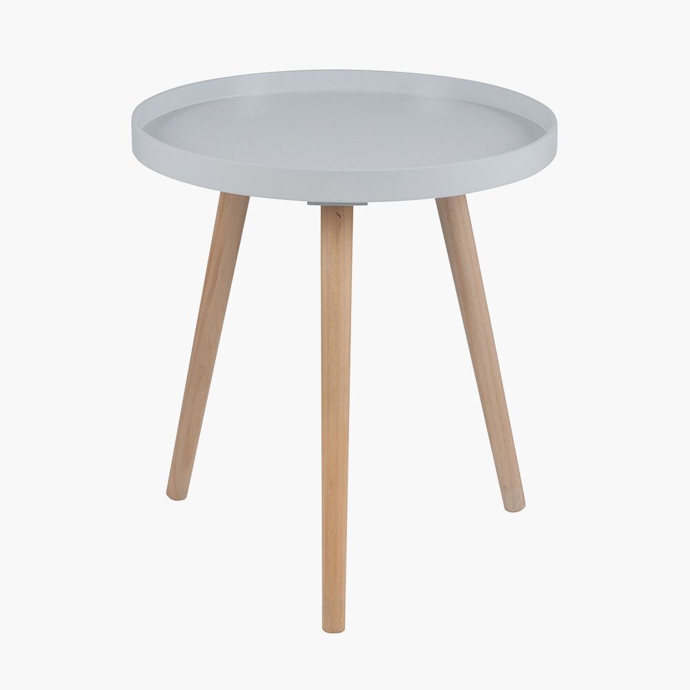Pacific Halston Light Grey Wood Veneer and Natural Pine Wood Side Table - Image 2