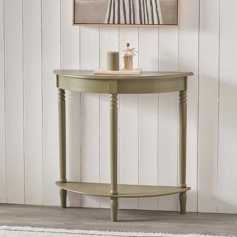 Pacific Heritage Olive Pine Wood Half Moon Console Table