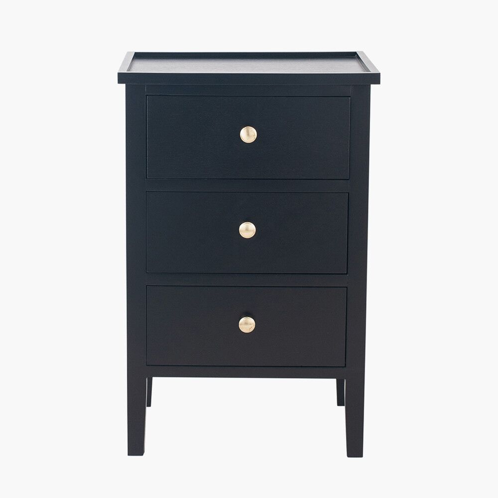 Pacific Chelmsford Satin Black Pine Wood 3 Drawer Unit - Image 2