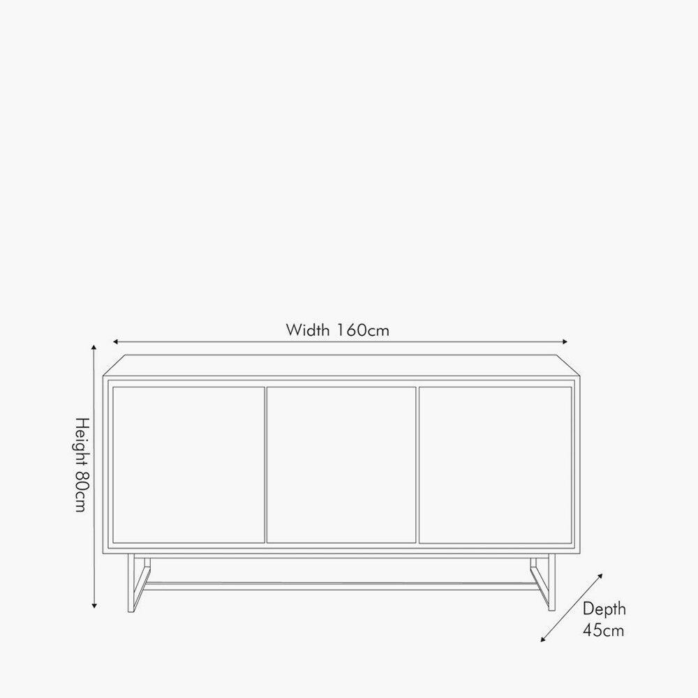 Pacific Marca Sand Wash Acacia Wood and Black Metal 3 Door Sideboard - Image 2