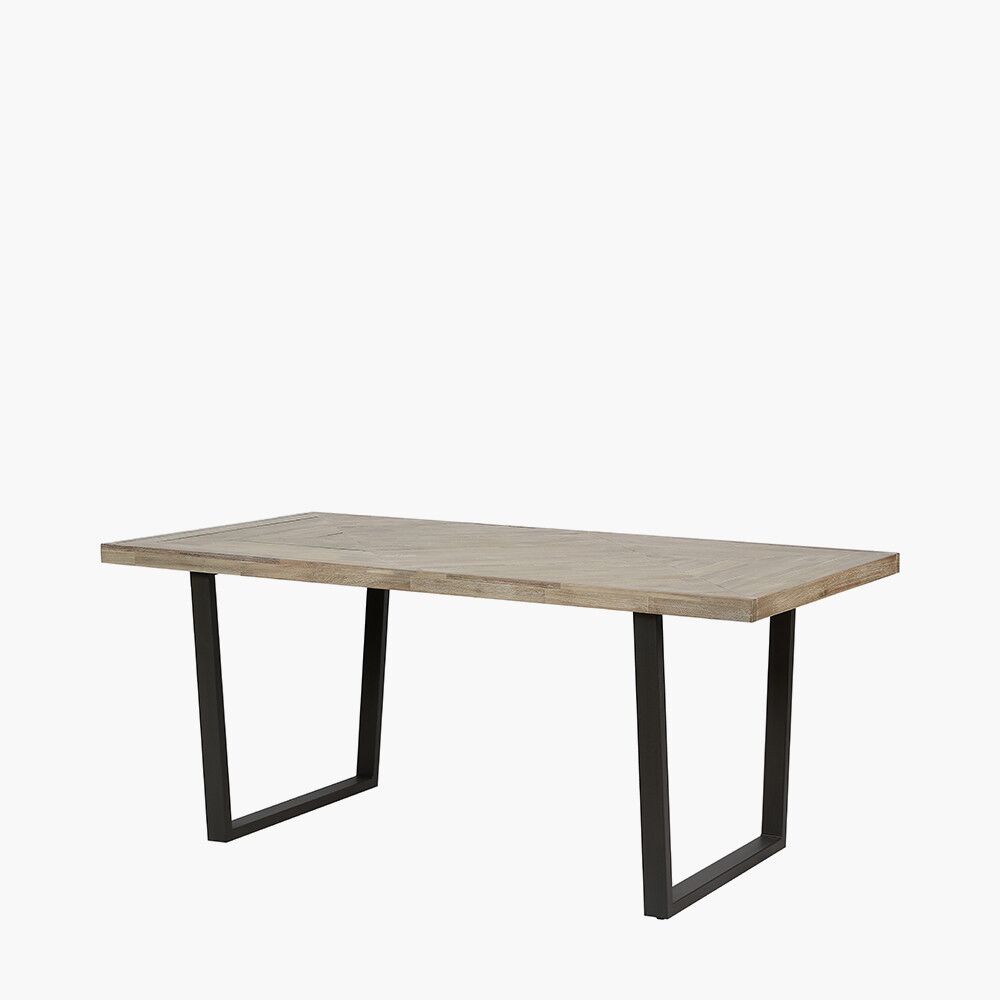 Pacific Marca Sand Wash Acacia Wood and Black Metal Dining Table - Image 2