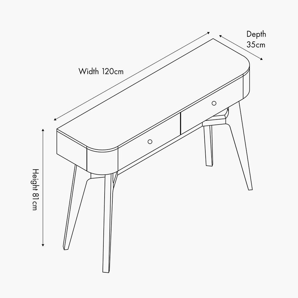 Pacific Elias Dark Ash Wood Retro 2 Drawer Console Table - Image 2