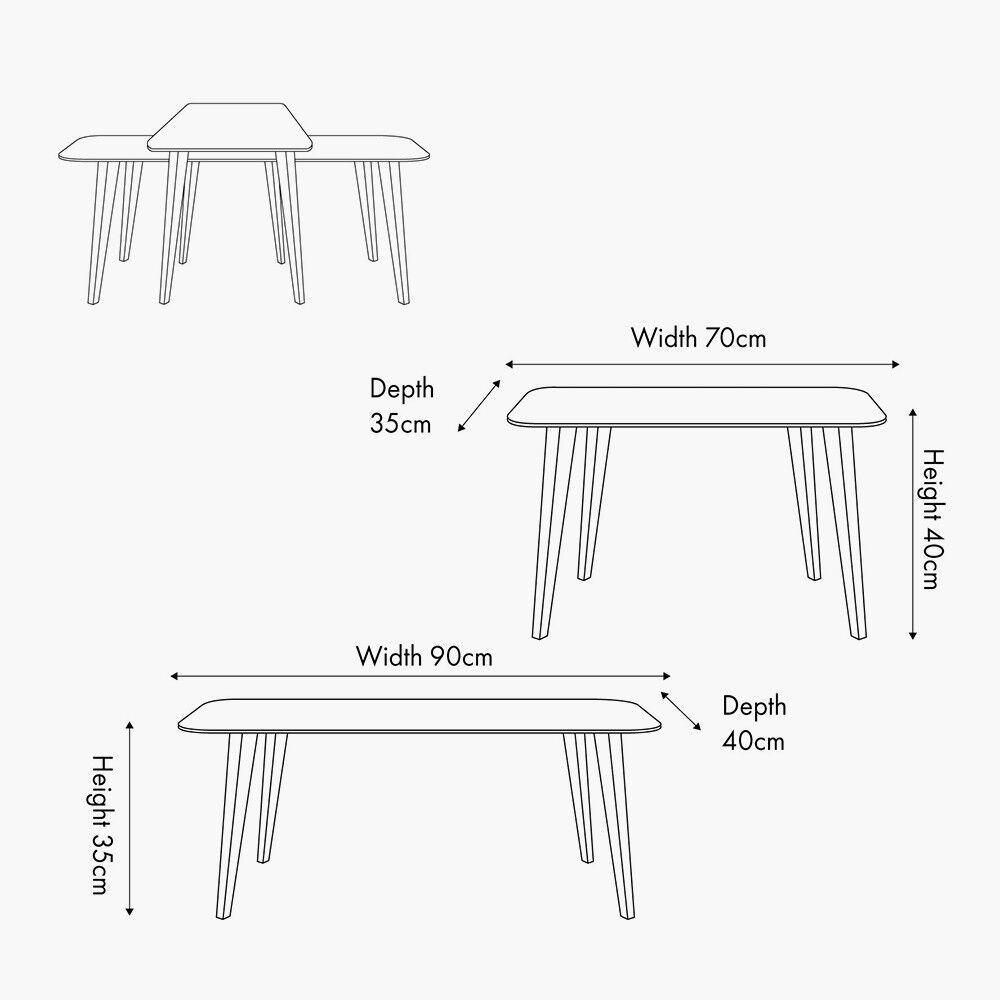 Pacific Elias Dark Ash Wood Retro Set of 2 Coffee Tables - Image 2