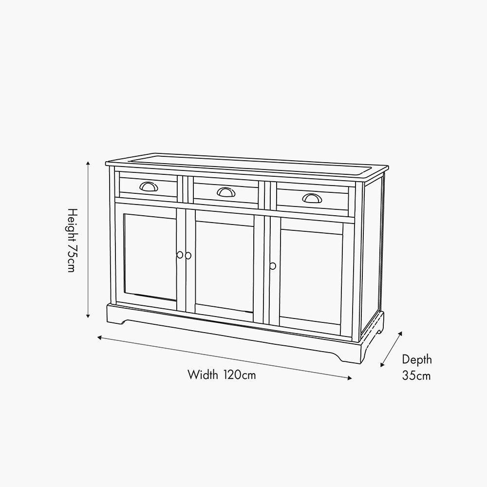 Pacific Croft Olive Pine Wood 3 Door 3 Drawer Unit - Image 2