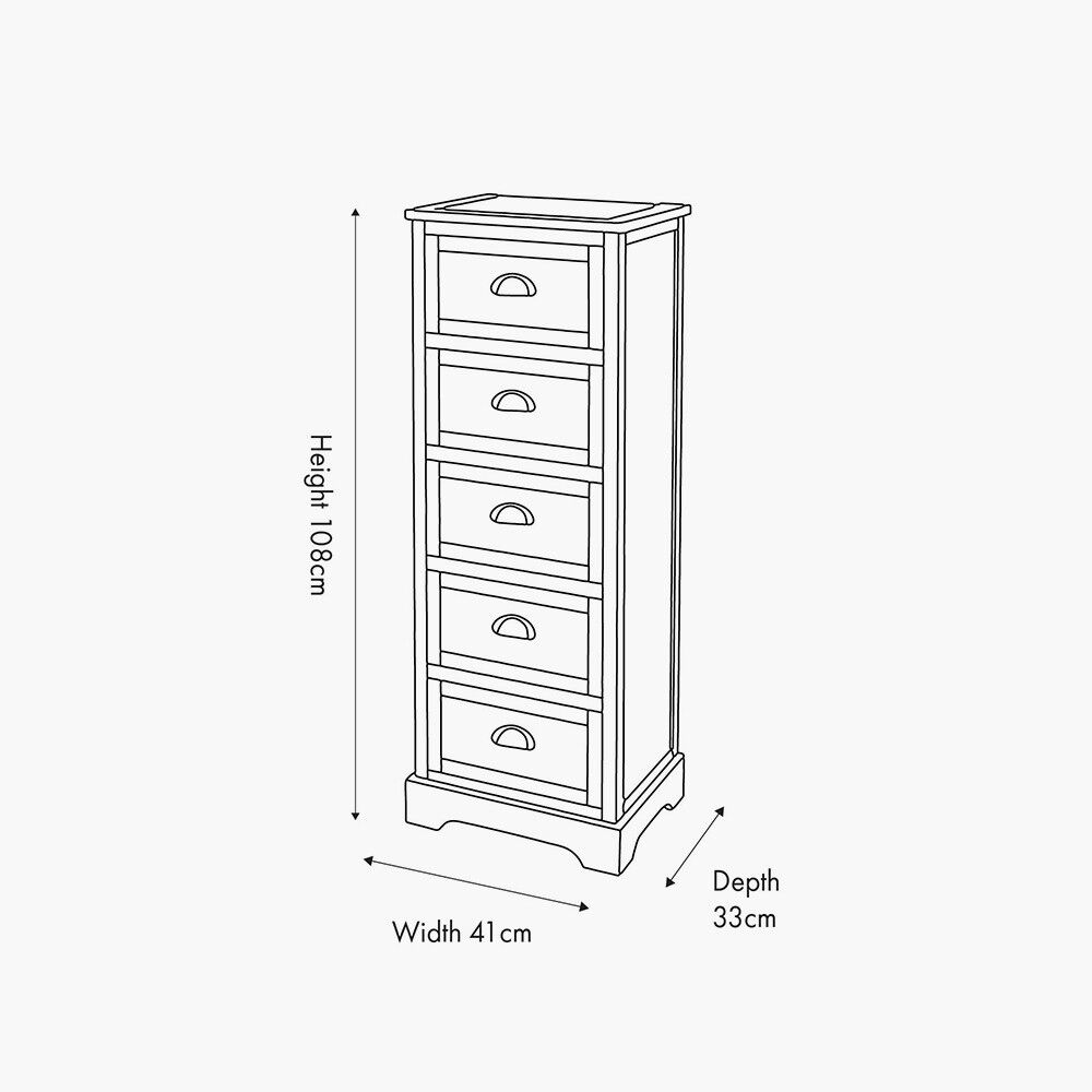 Pacific Croft Olive Pine Wood 5 Drawer Unit - Image 2
