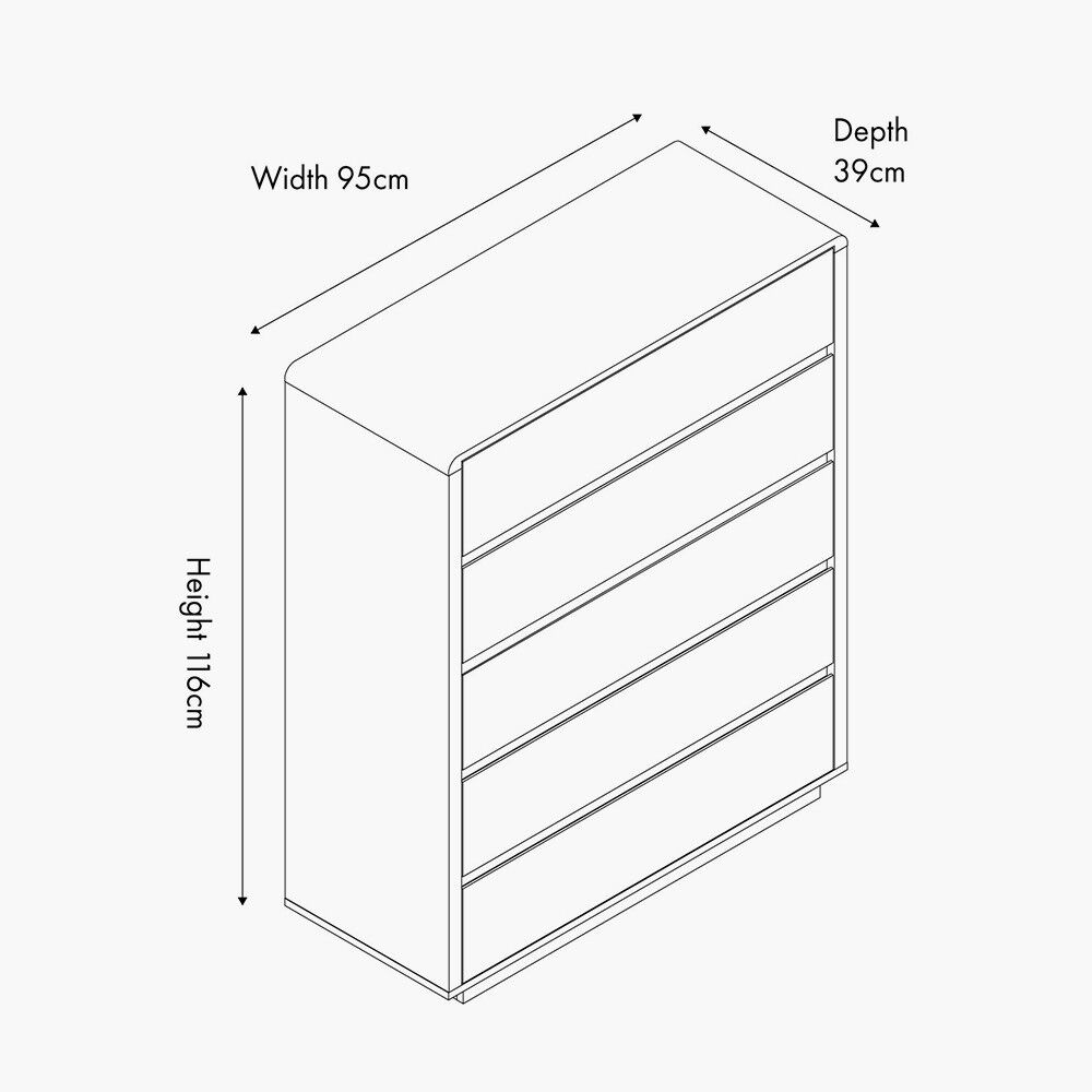 Pacific Eversley Oak Effect Veneer 5 Drawer Unit - Image 2
