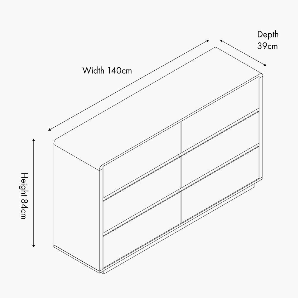 Pacific Eversley Oak Effect Veneer 6 Drawer Unit - Image 2