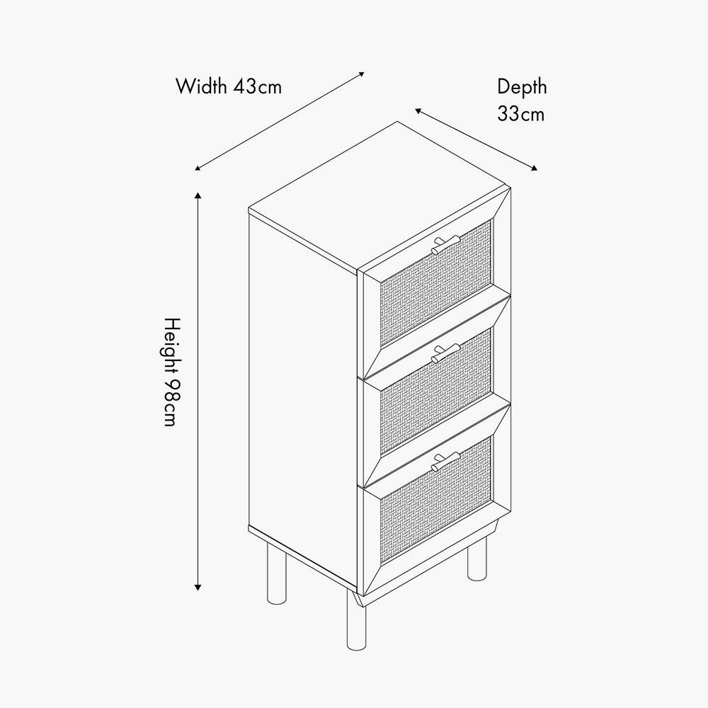 Pacific Henrik Natural Rattan 3 Drawer Tall Unit - Image 2