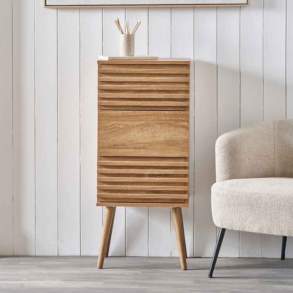 Pacific Larvik Natural Eucalyptus Wood 3 Drawer Tall Unit