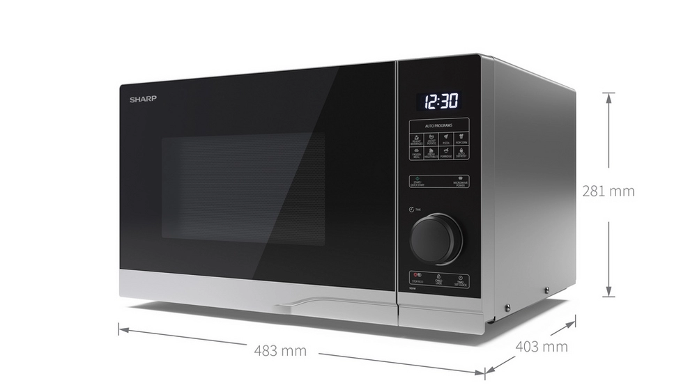 Sharp YC-PS254AU-S 25 Litres Solo Microwave - Silver - Image 2