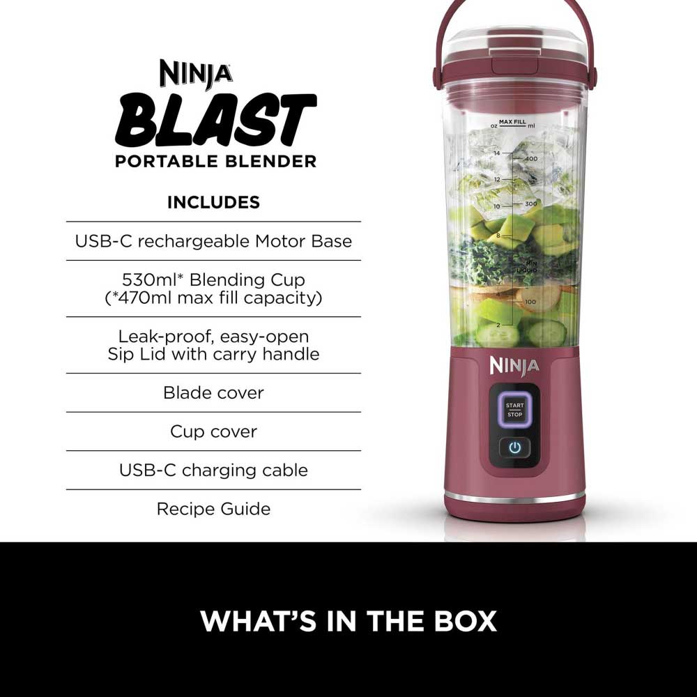 Ninja BC151UKCR Cordless Portable Motorised/Compact Blender - Cranberry - Image 5