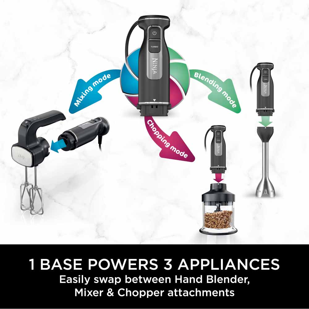 Ninja CI100UK Foodi 3-in-1 Hand Blender- Mixer & Chopper - Black - Image 2