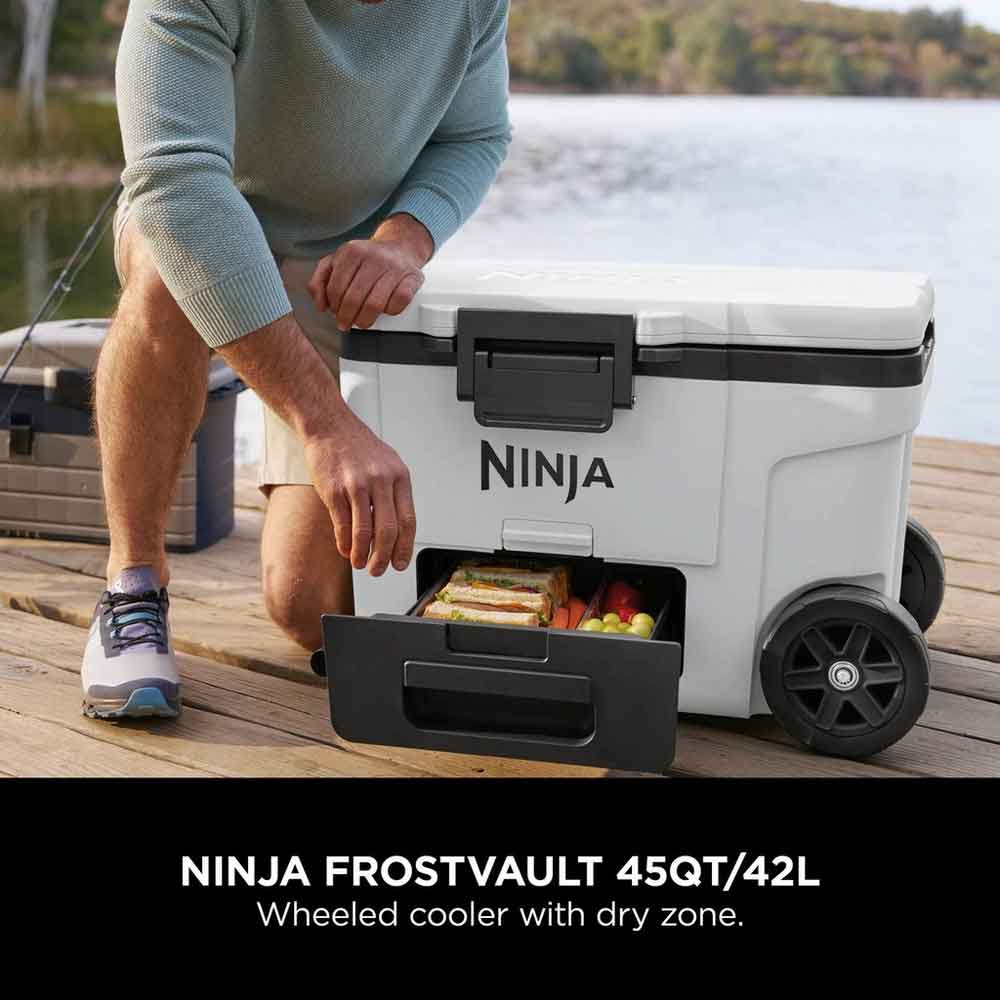 Ninja FB245UKWH Ninja FrostVault 45QT/42L Wheeled Cooler with Dry Zone - Cloud White - Image 3