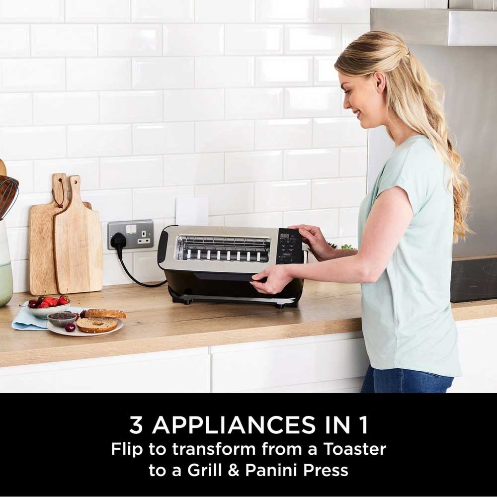Ninja ST200UK 3-in-1 2 Slice Toaster - Grill and Panini Press - Black - Image 2