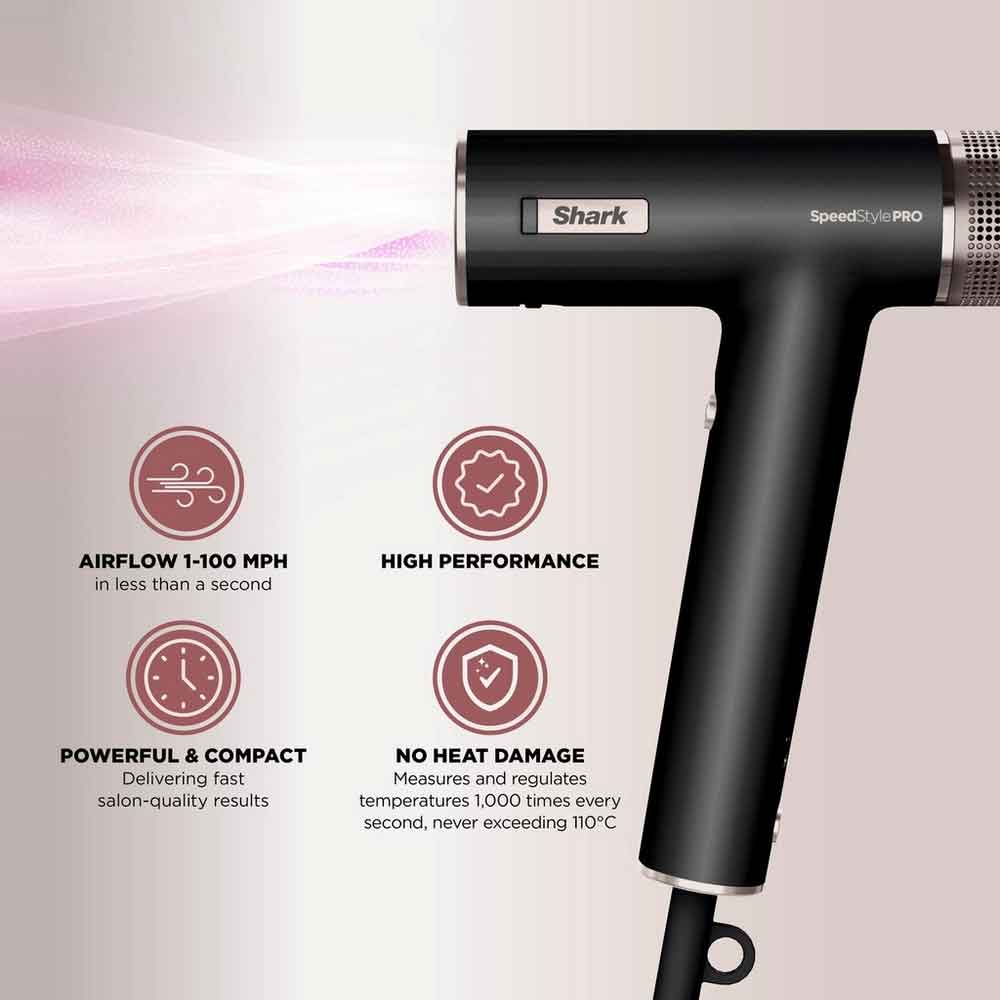 Shark HD701UK SpeedStyle Pro High-Velocity Hair Dryer - Black - Image 3