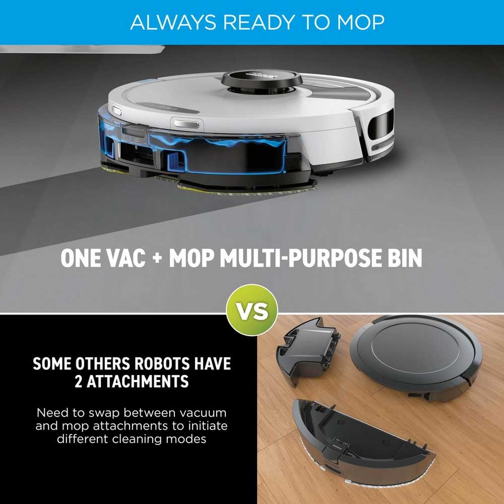 Shark RV2620WAUKWH Matrix Plus 2 in 1 Self Empty Robot Vacuum & Mop - 110 Minutes Run Time - White/Silver - Image 4