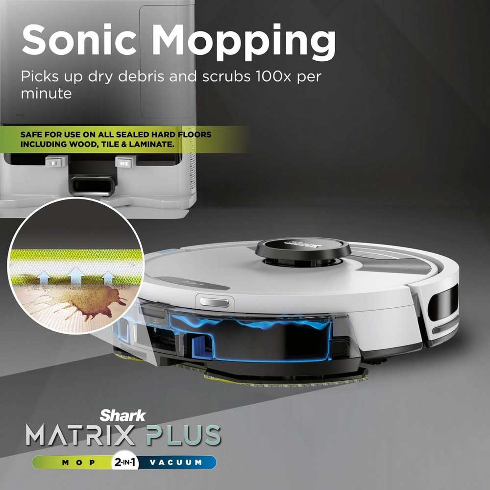 Shark RV2620WAUKWH Matrix Plus 2 in 1 Self Empty Robot Vacuum & Mop - 110 Minutes Run Time - White/Silver - Image 5