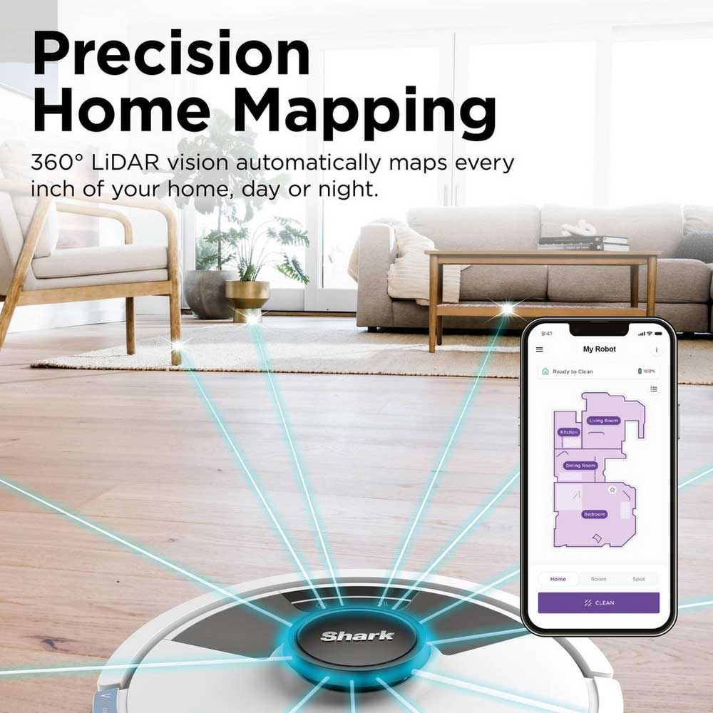 Shark RV2620WAUKWH Matrix Plus 2 in 1 Self Empty Robot Vacuum & Mop - 110 Minutes Run Time - White/Silver - Image 6