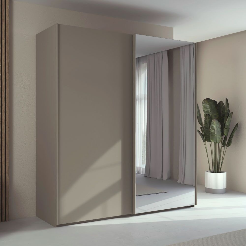 Rauch Taro Mirrored Double Sliding Wardrobe (Available in multiple frame and handle colours)