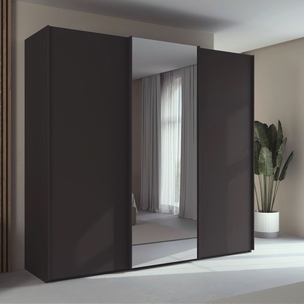 Rauch Taro Mirrored Triple Sliding Wardrobe (Available in multiple frame and handle colours)