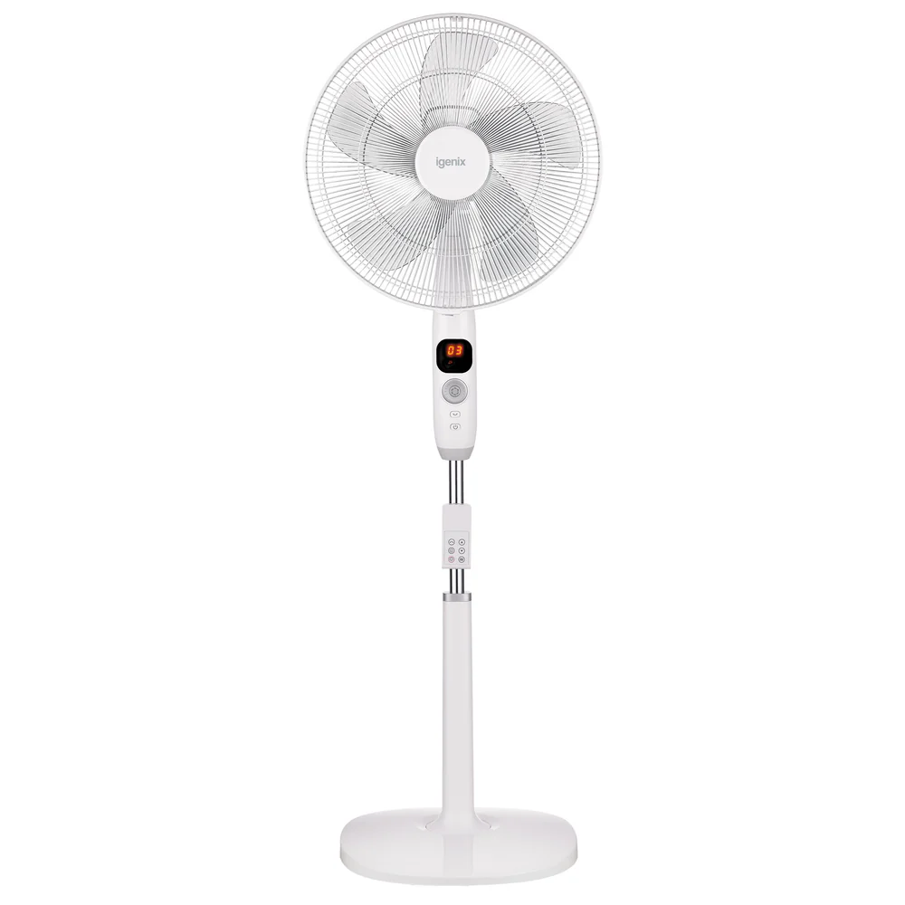 Igenix DF1670 16 Inch Digital Pedestal Fan with Remote Control -White