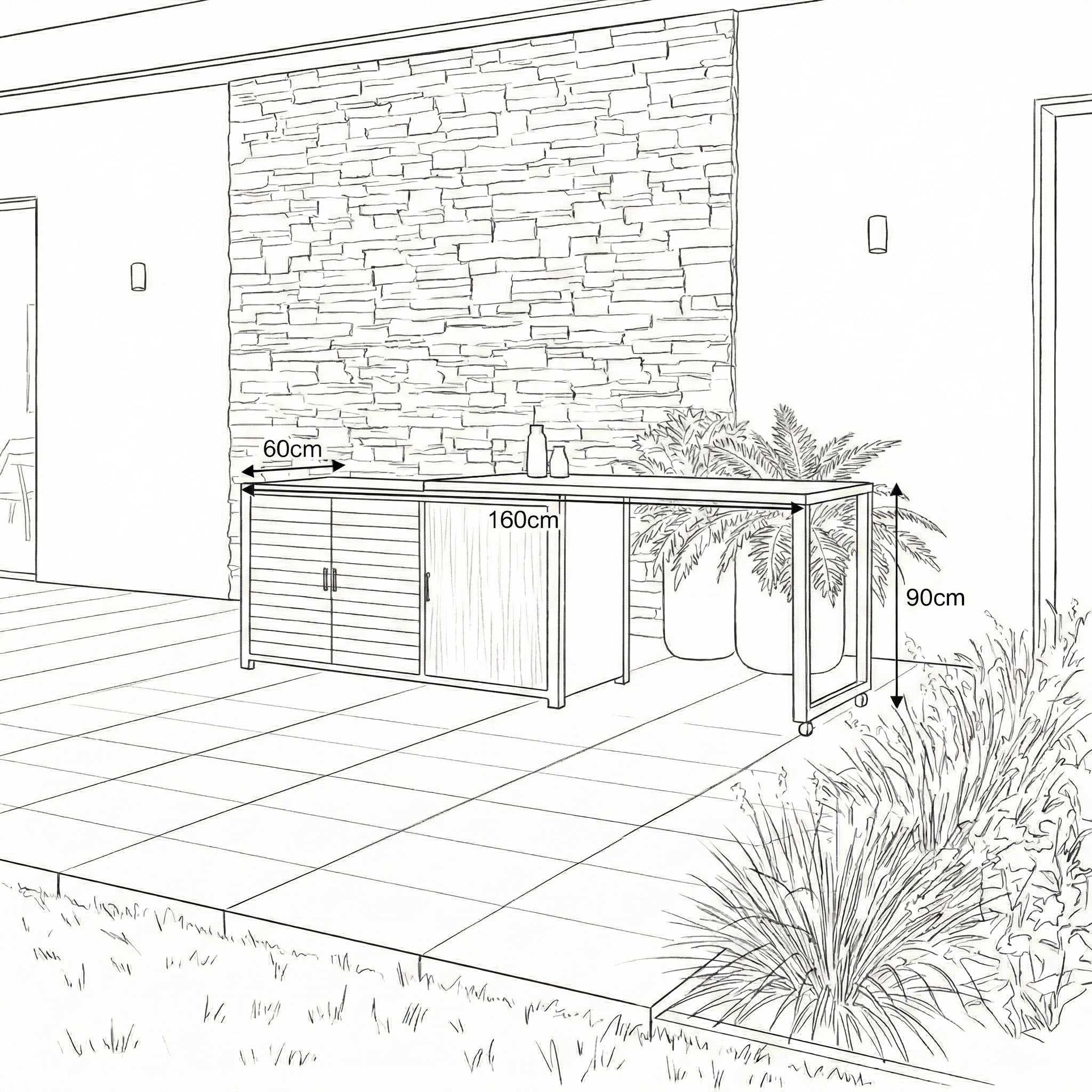 Nova - Cook Cab Outdoor Kitchen Workstation - Pebble - Image 8