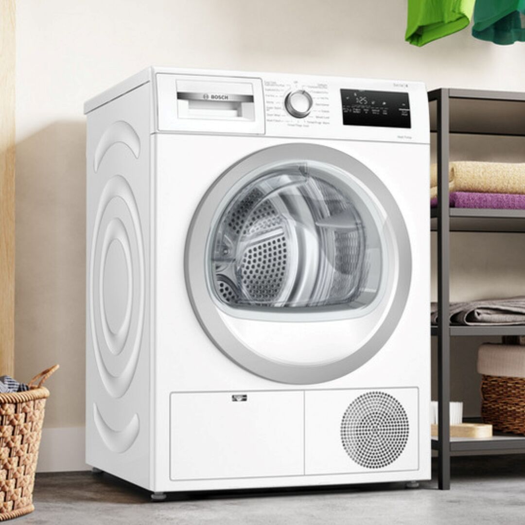 Bosch WTH85225GB 8kg Heat Pump Tumble Dryer - White - Romerils Jersey